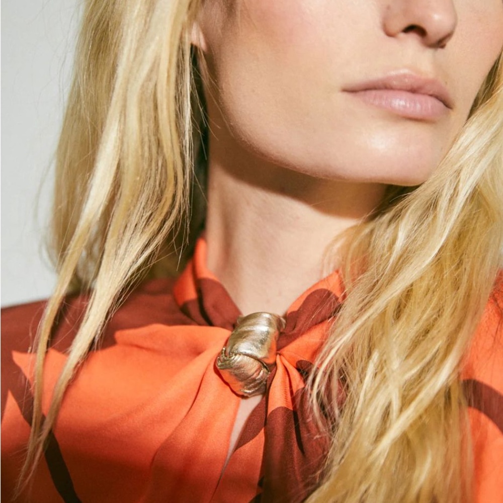 Johanna Ortiz Orange and Brown Abstract Floral Maxi Dress - Picture 2 of 14